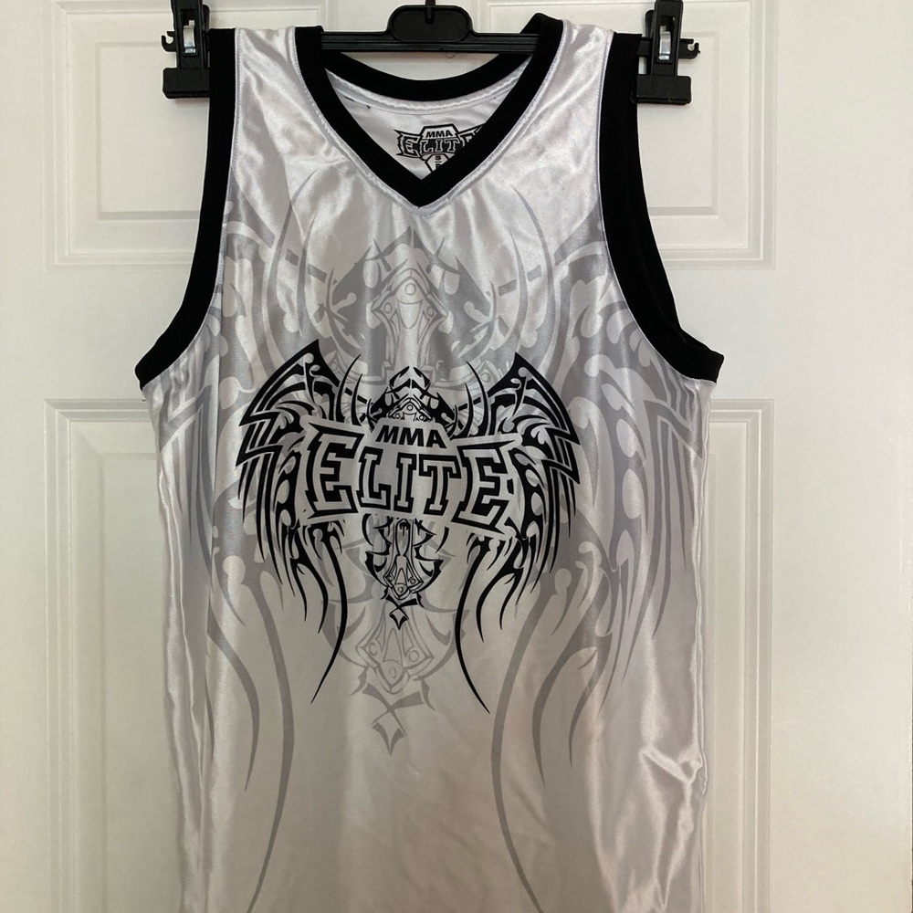MMA Elite Men's White and Black Tank Top